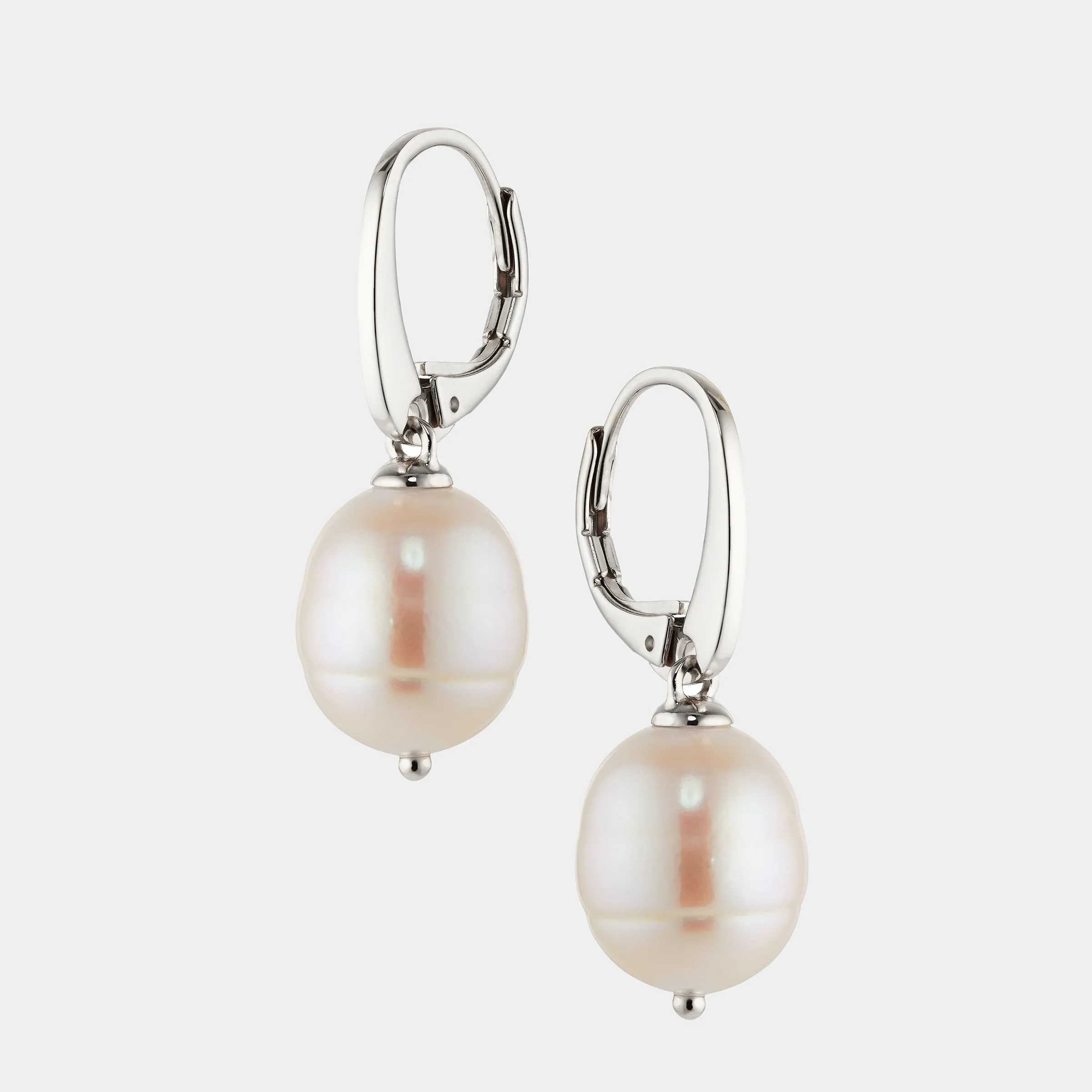 10MM GENUINE FRESHWATER PEARL LEVERBACK EARRINGS