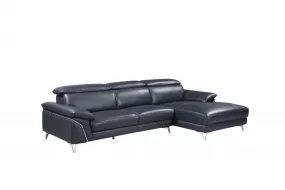 114'' X 67'' X 39'' Modern Blue Genuine Italian Leather Sectional By Homeroots