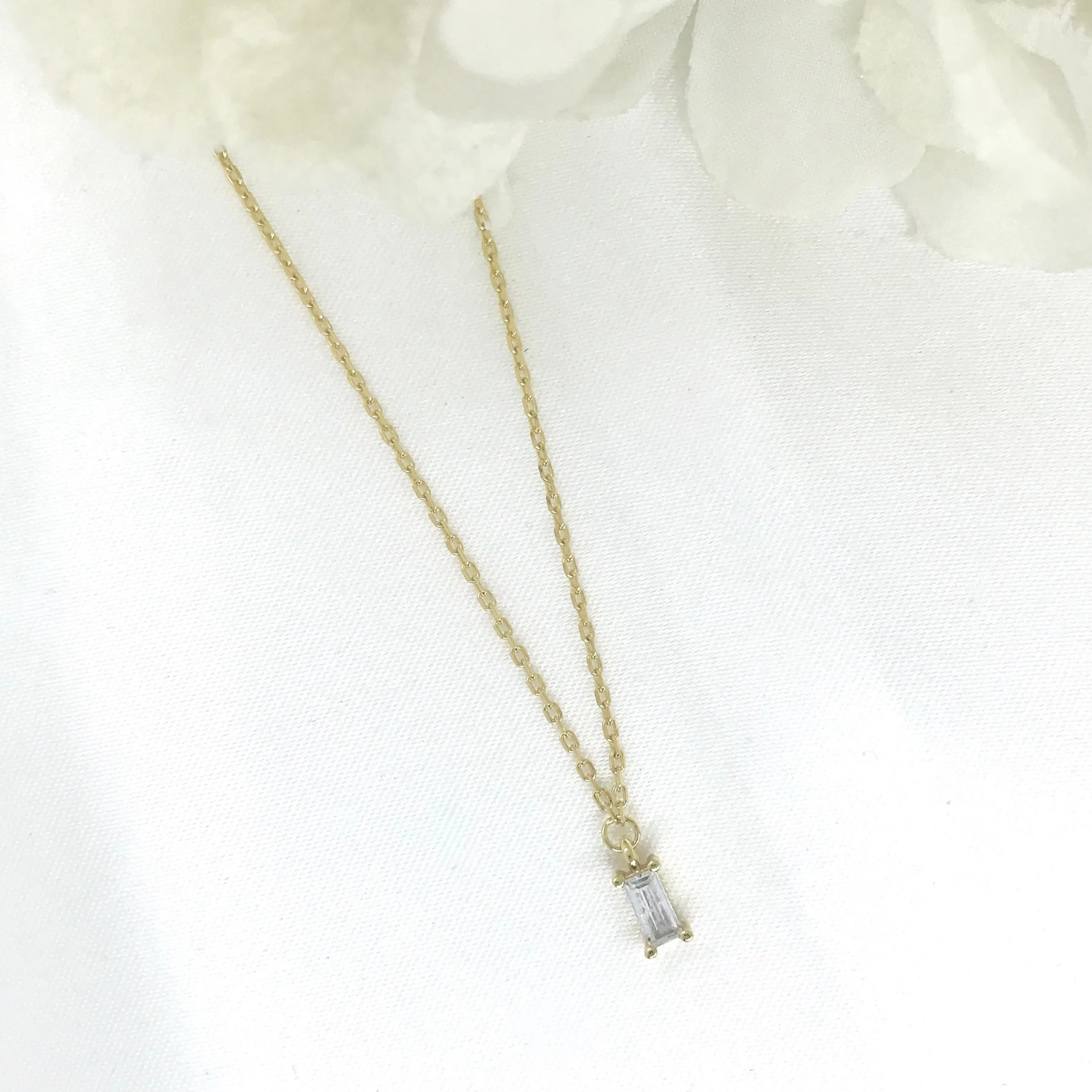 18k/925 Vermeil CZ Emerald Cut Necklace