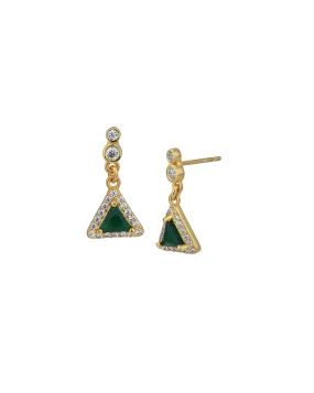 18kt Gold Plated with CZ Triangular Drop Earring for women