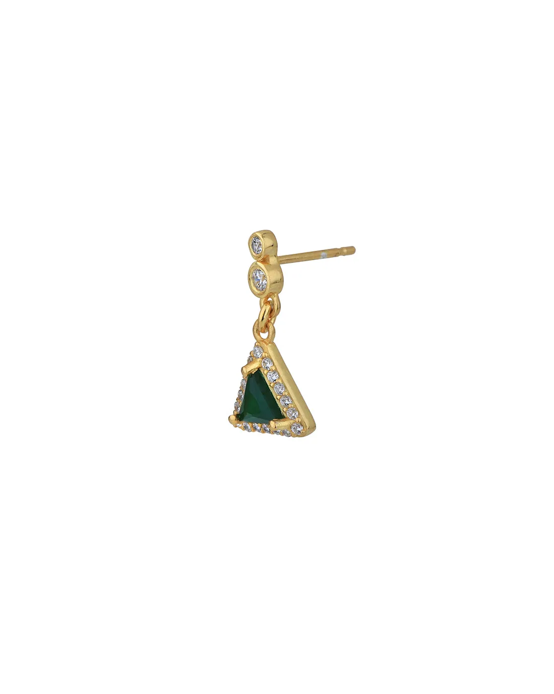 18kt Gold Plated with CZ Triangular Drop Earring for women