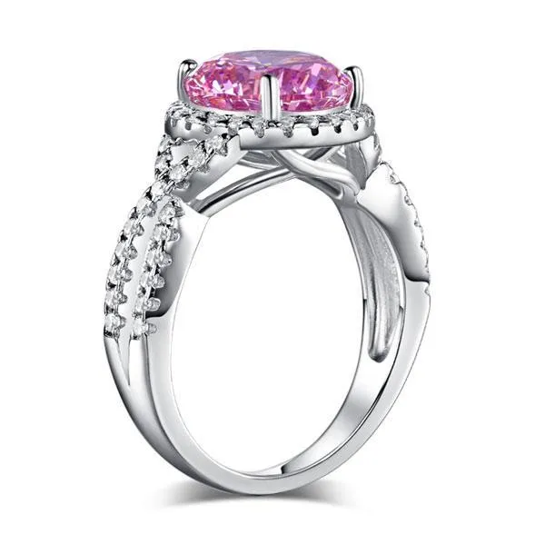 3 Carat Fancy Pink Created Zirconia 925 Sterling Silver Wedding Engagement Luxury Ring Promise Anniversary MXFR8242