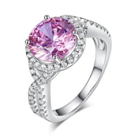 3 Carat Fancy Pink Created Zirconia 925 Sterling Silver Wedding Engagement Luxury Ring Promise Anniversary MXFR8242