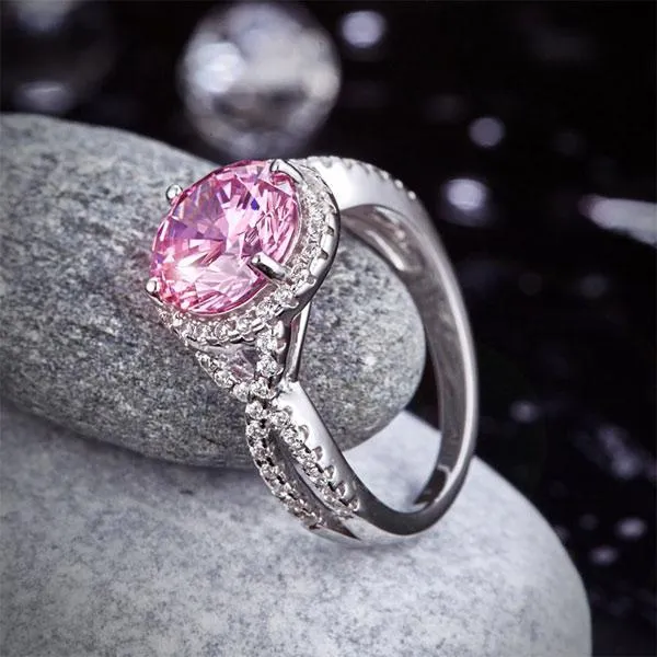 3 Carat Fancy Pink Created Zirconia 925 Sterling Silver Wedding Engagement Luxury Ring Promise Anniversary MXFR8242