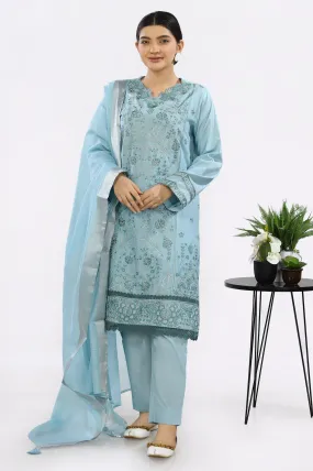 3PC Embroidered Sky Blue