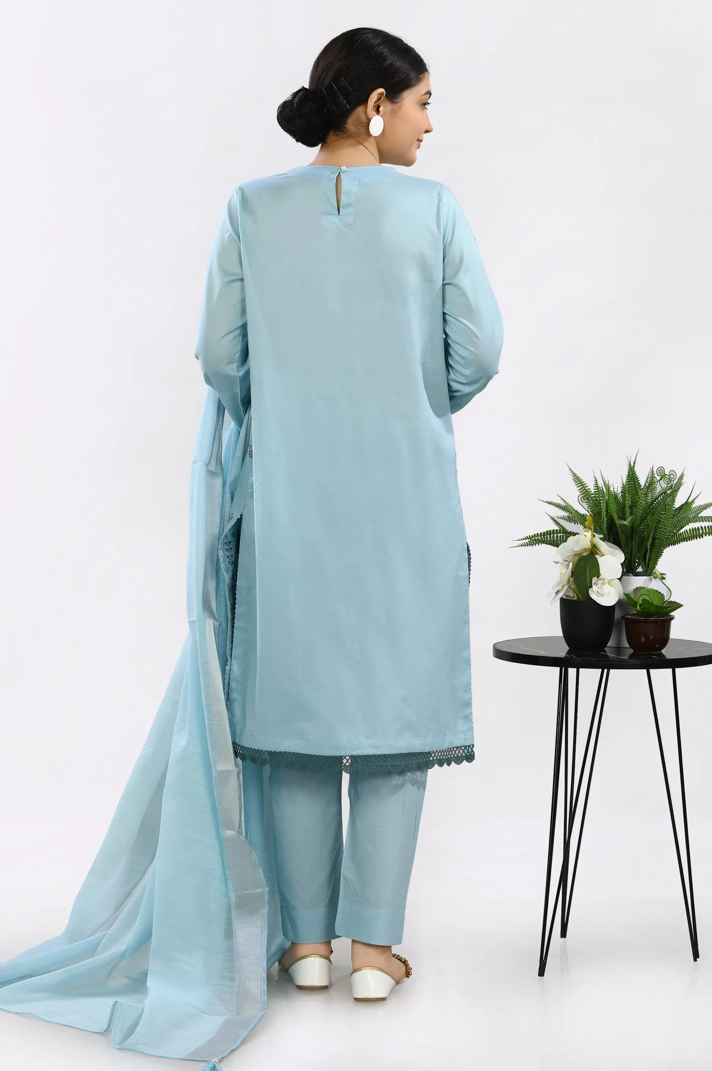 3PC Embroidered Sky Blue