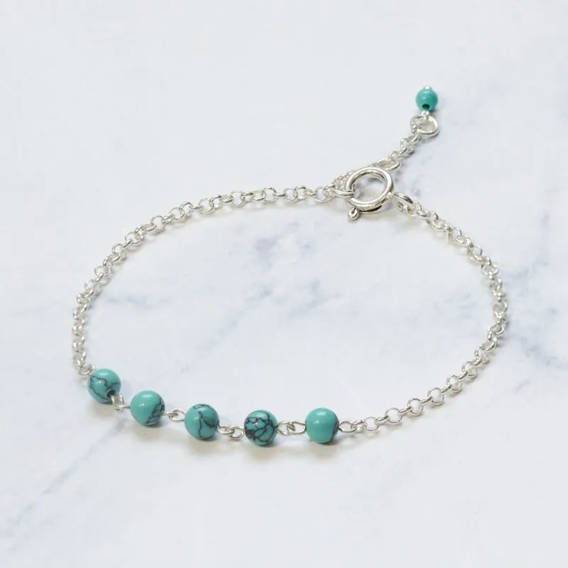 925 Silver Turquoise Bracelet - December Birthstone Gift