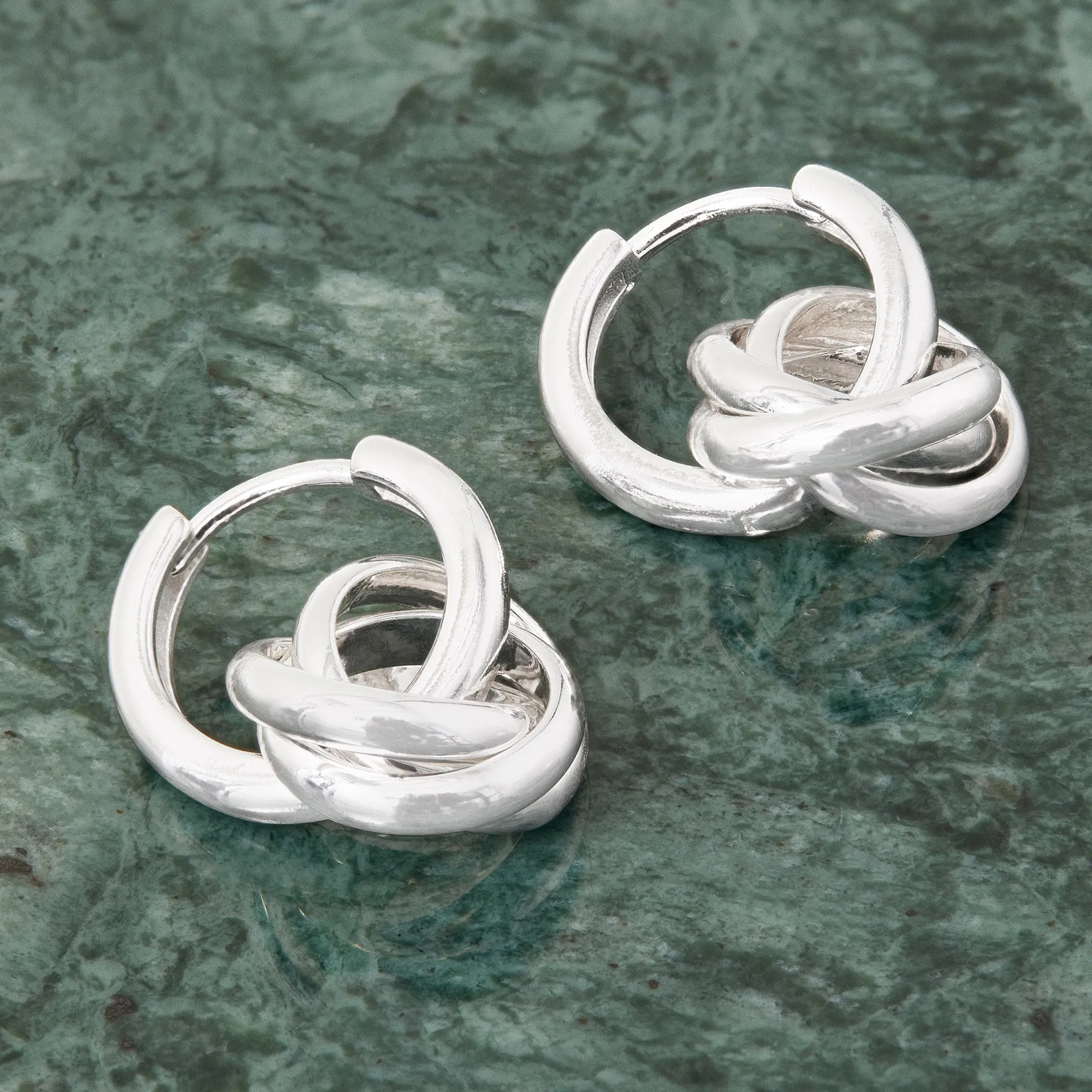 925 Sterling Silver Plated Twisted Charm Hoops