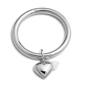 A Von Treskow Sterling silver 8mm golf bangle with large puffy heart