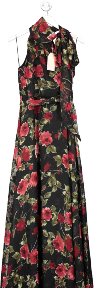 ALB Anne Louise Black Scarlett Red Rose Dress UK 6