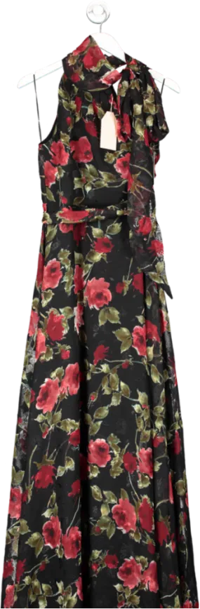 ALB Anne Louise Black Scarlett Red Rose Dress UK 6