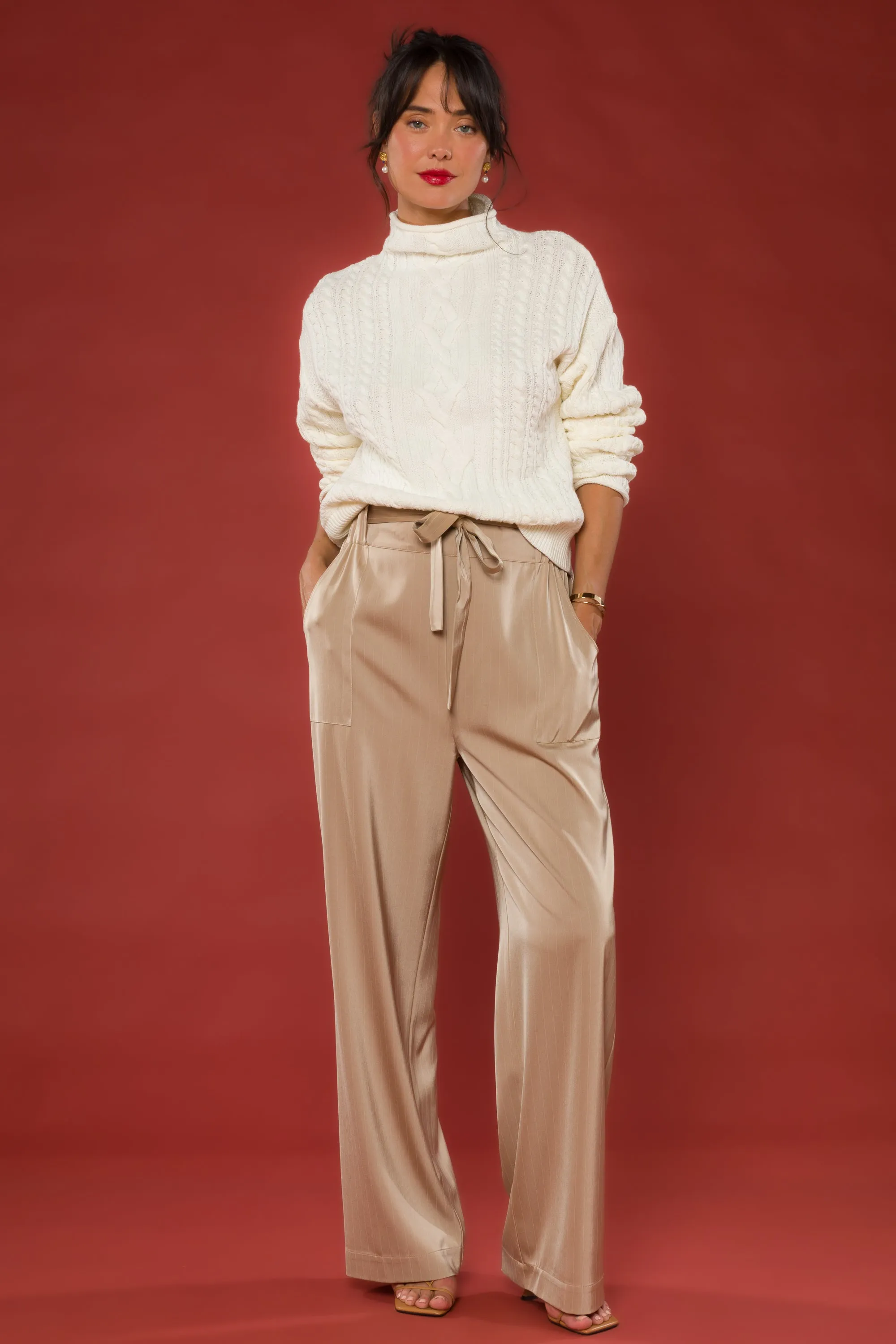 Angeline Taupe Stripe Pant