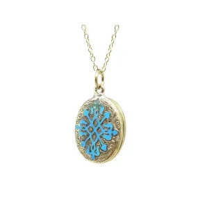 Antique Victorian 9ct Gold Turquoise Enamel Locket