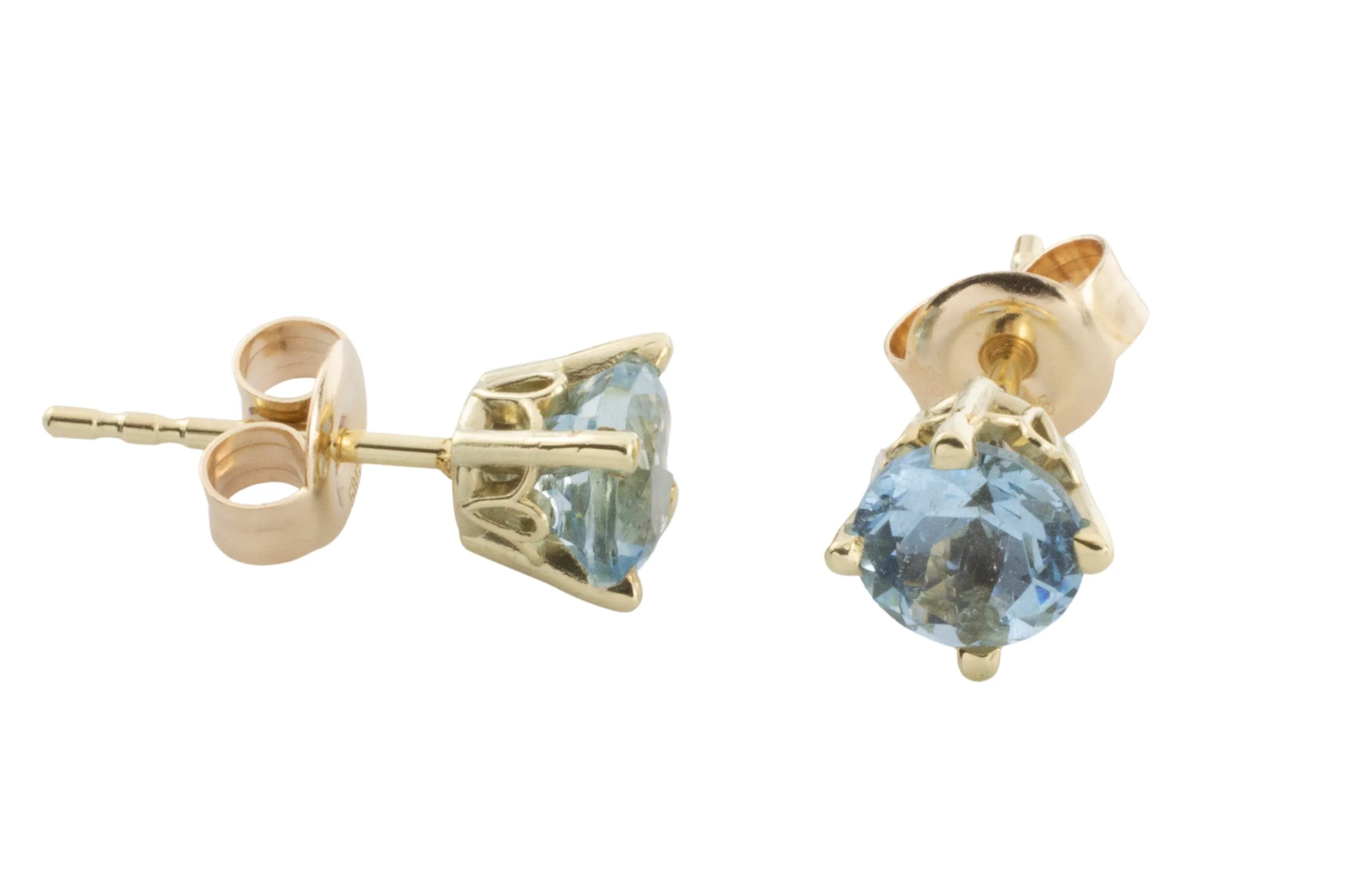 Aquamarine studs in 14 carat gold