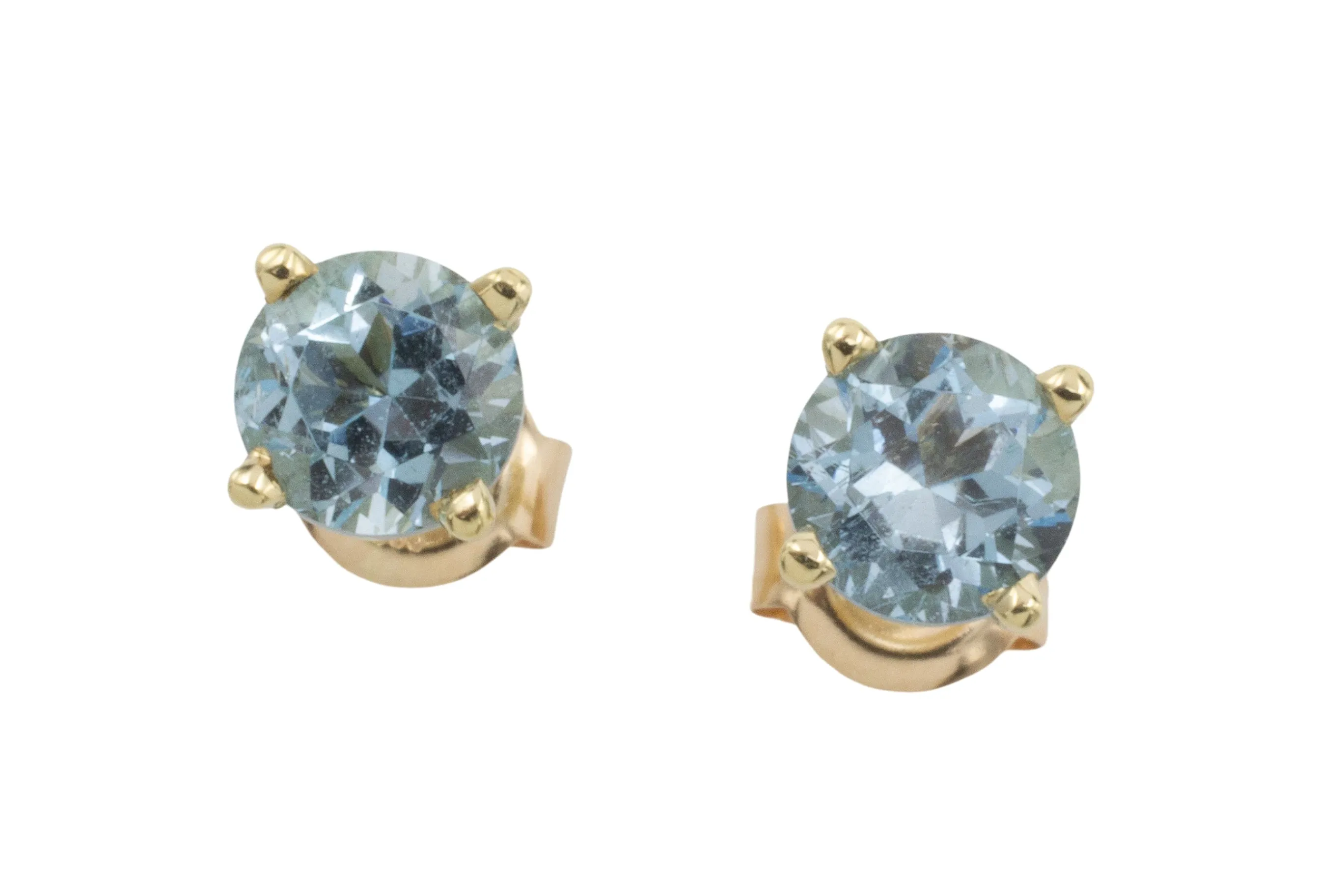 Aquamarine studs in 14 carat gold