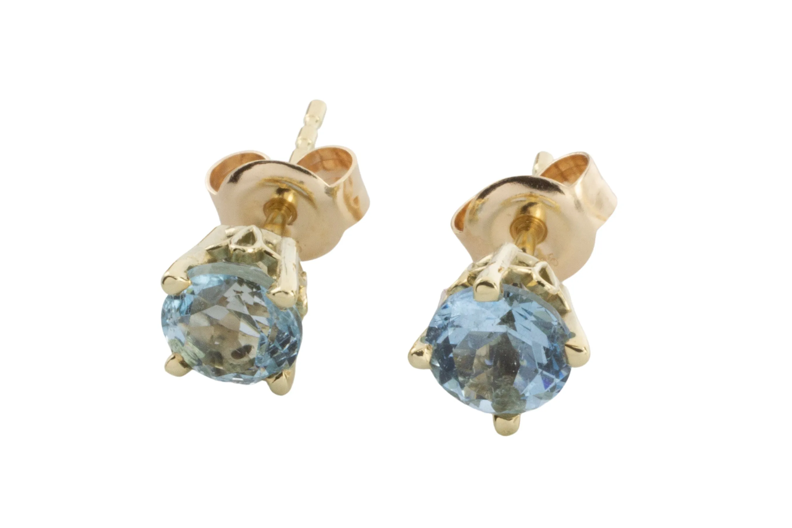 Aquamarine studs in 14 carat gold