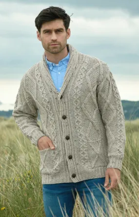 Aran - Mens Irish Button Cardigan - Oat