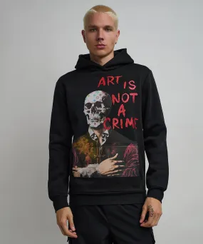 Art Is Not A Crime Graphic Print Hoodie - Black