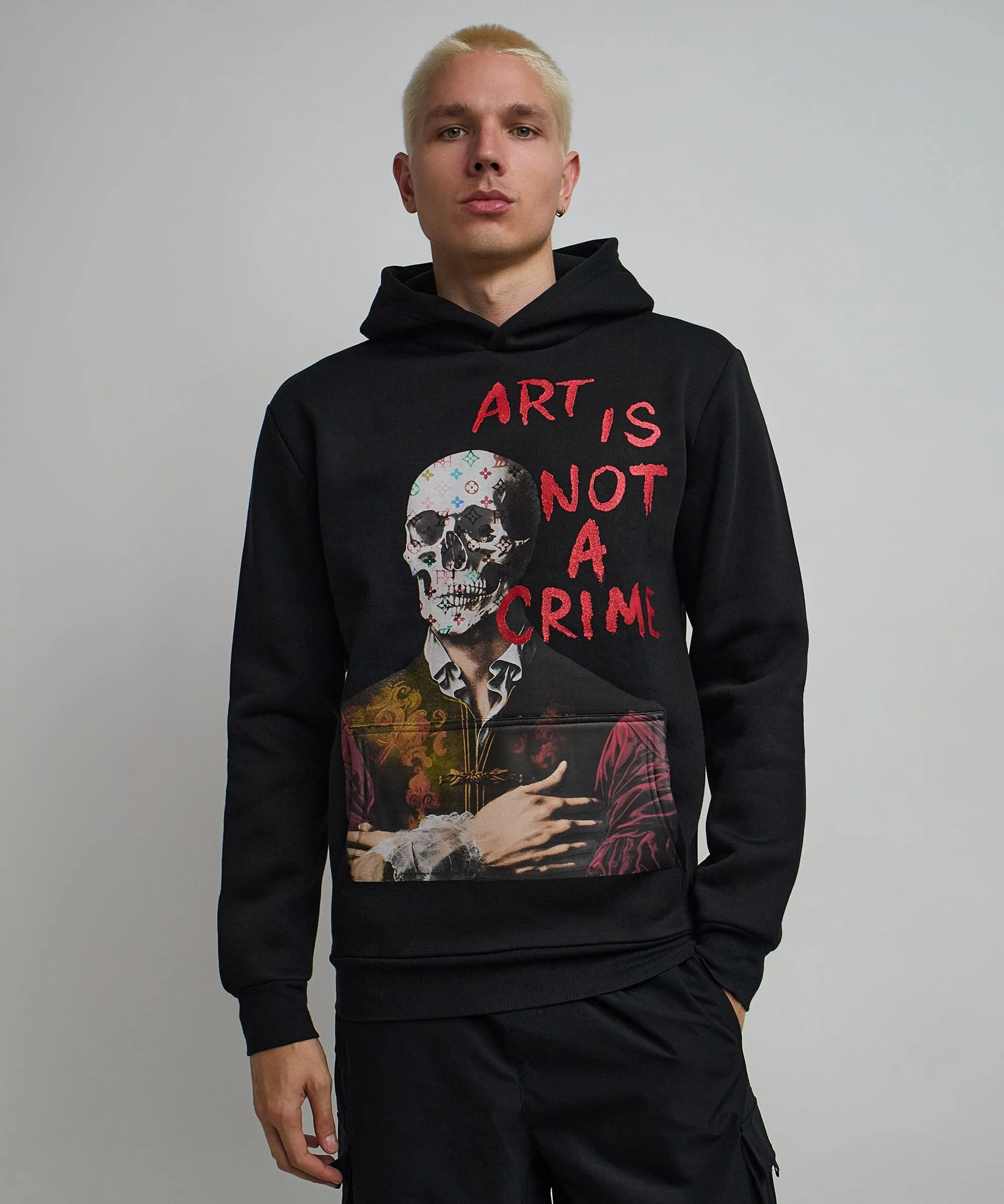 Art Is Not A Crime Graphic Print Hoodie - Black