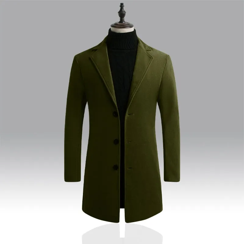 Autumn and Winter Long Cotton Coat New Wool Blend Casual Business Fashion