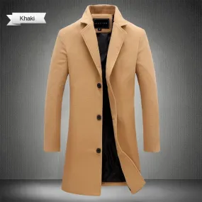 Autumn and Winter Long Cotton Coat New Wool Blend Casual Business Fashion