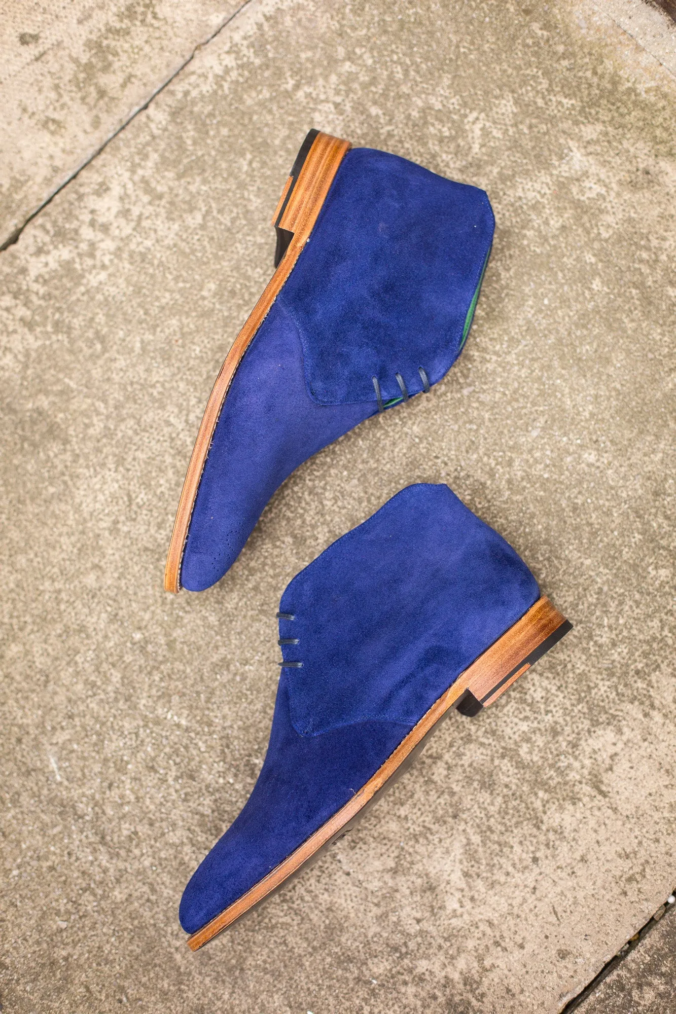 Ballard - MTO - Vivid Blue Suede - TMG Last - Natural Single Leather Sole