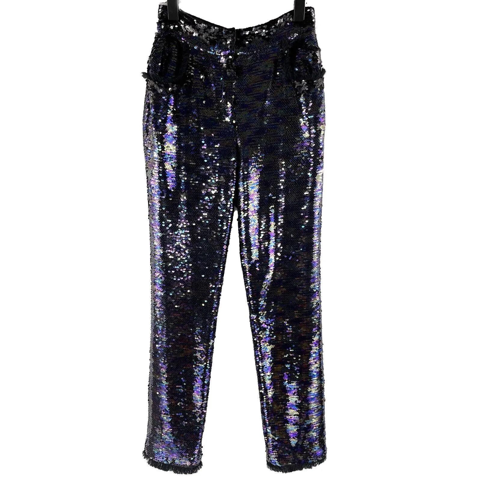 Balmain - Sequin Embellished Fringe Trim Purple Pants - 34 US 4 - NEW