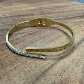 Bangle Bracelet - Gold Roman Numerals