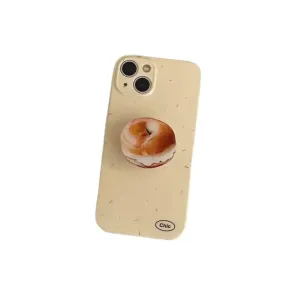 Beige Back Cover With a Bagel-Shaped Folding Holder Stand For IPhone