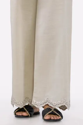 Beige Embroidered Trouser