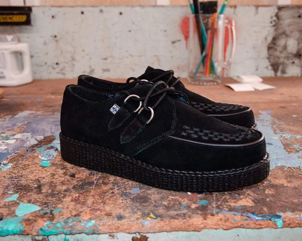 Black Faux Suede Viva Low Creeper