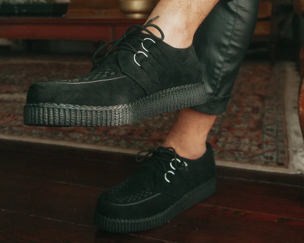 Black Faux Suede Viva Low Creeper