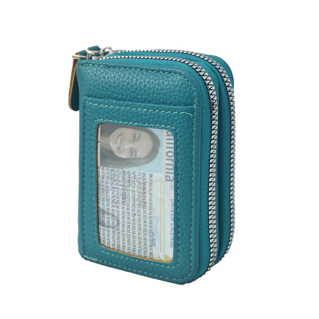 Blue Faux Leather NGIL Zippered Wallet