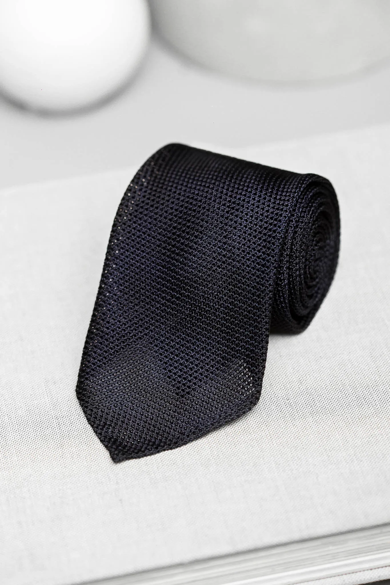 Blue grenadine silk tie - Hand Made In Italy