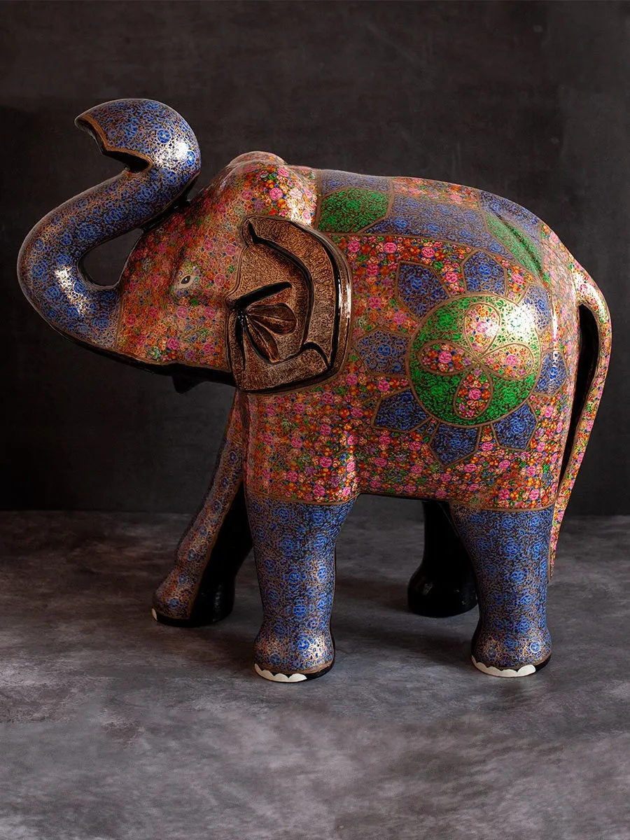 Blue Paper Mache Elephant by Riyaz