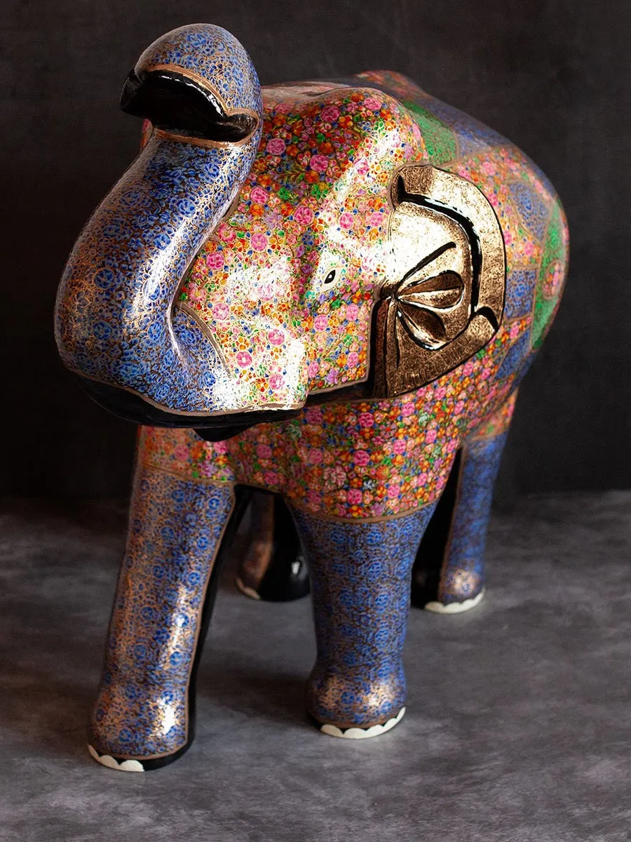 Blue Paper Mache Elephant by Riyaz