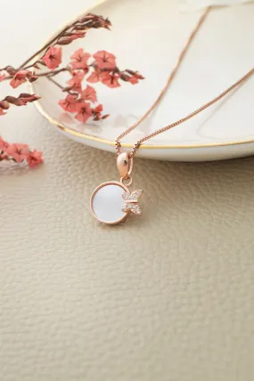 Butterfly On Mother Of Pearl Rose Gold Plated Sterling Silver Pendant