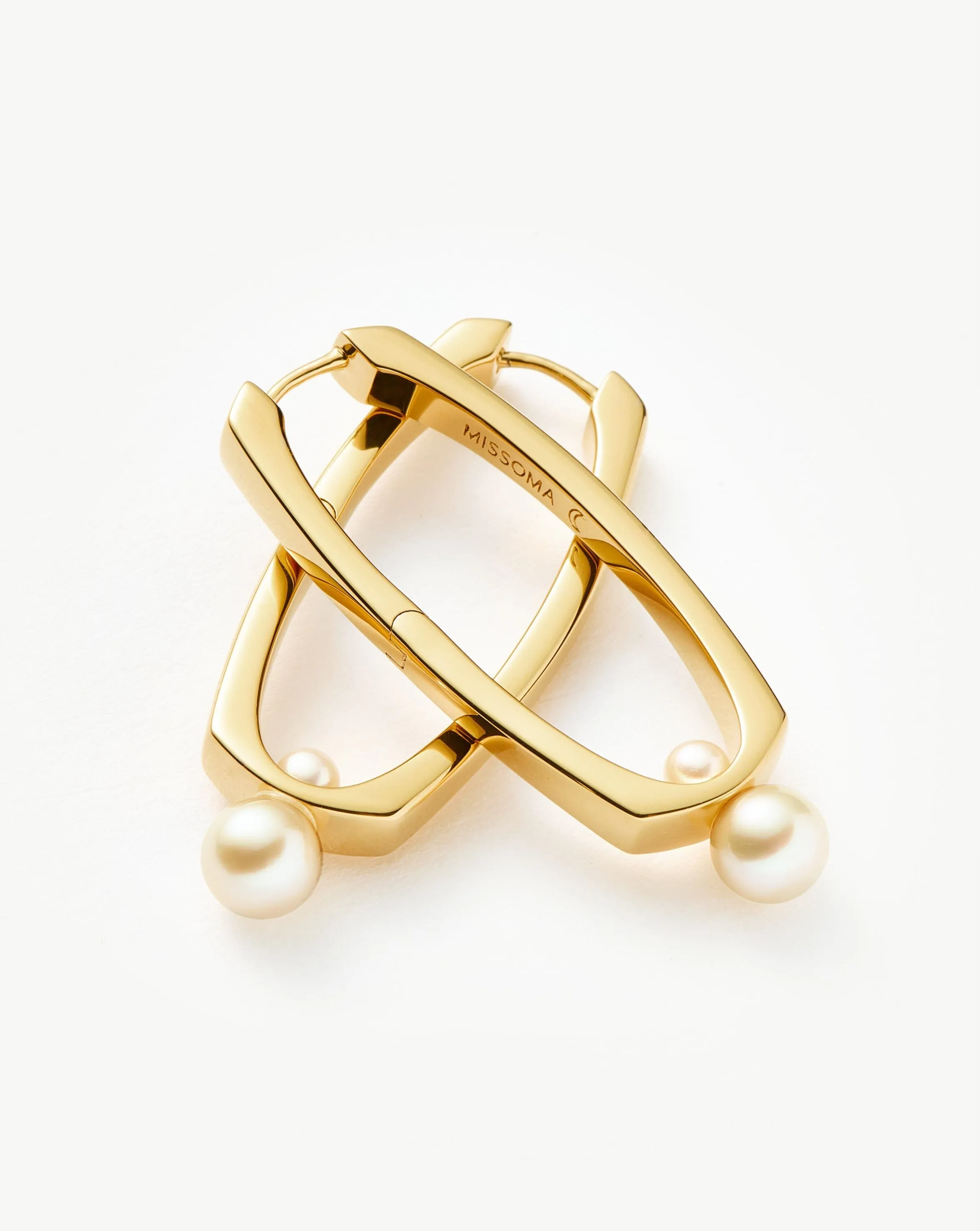 Button Pearl Ovate Hoop Earrings | 18k Gold Plated/Pearl