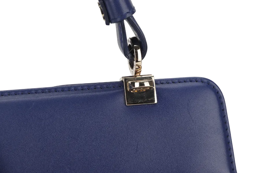 BVLGARI ISABELLA ROSSELLINI DIVA MONOGRAM BLUE &amp; WHITE LEATHER GOLD HARDWARE 19549865 WITH STRAP