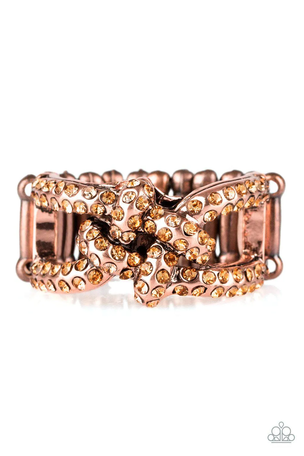 Can Only Go UPSCALE From Here Copper Rhinestone Ring - Paparazzi Accessories