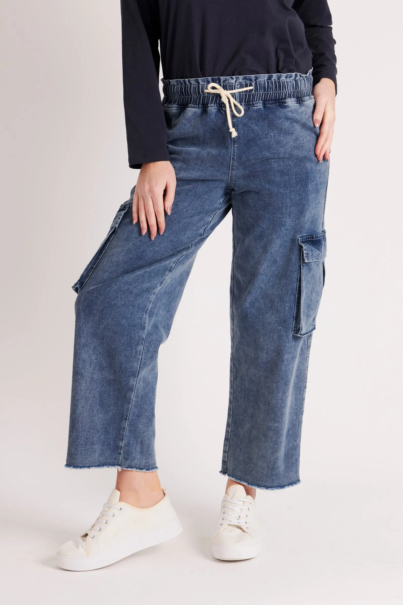 Cargo Wide Leg Pant - Vintage Blue