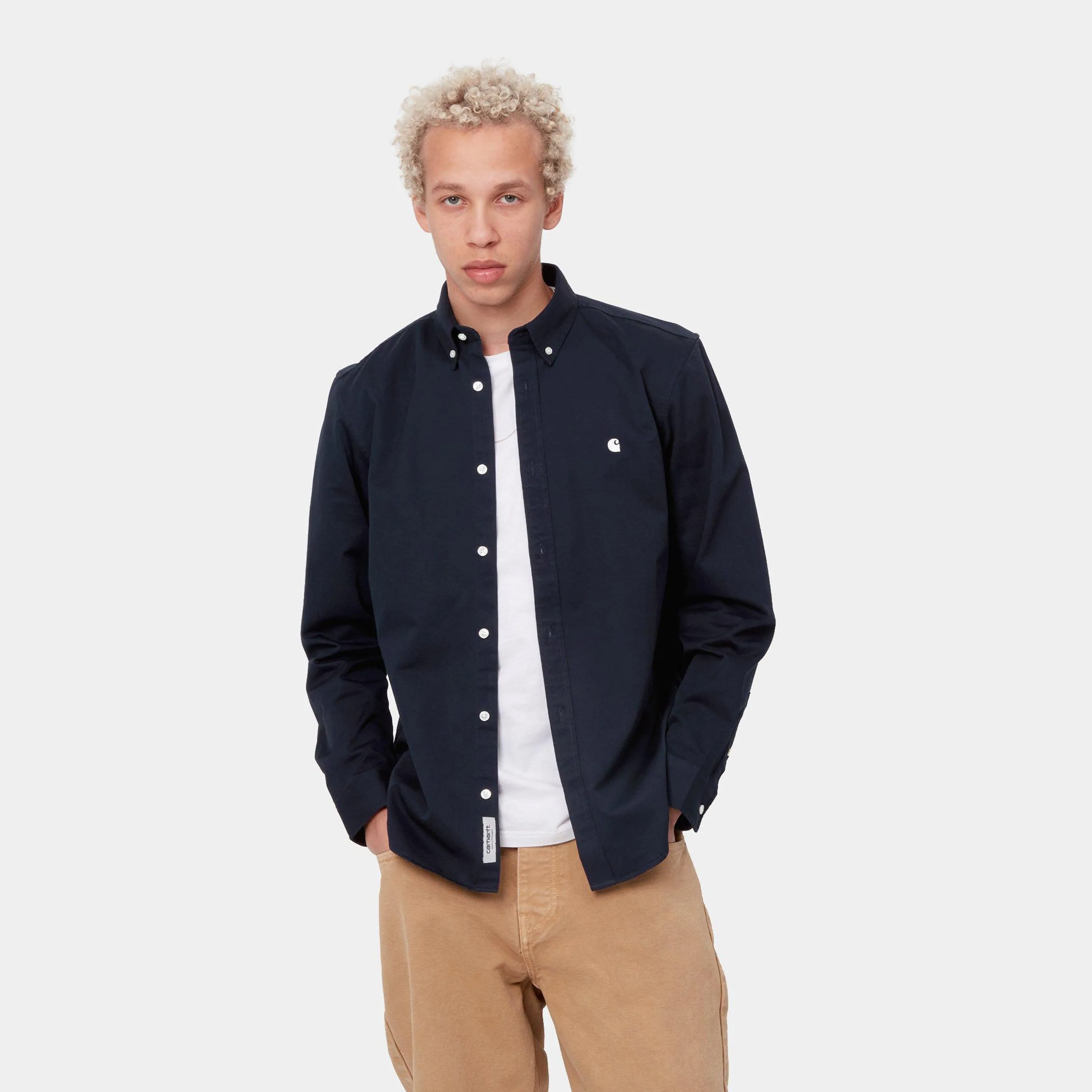 Carhartt L/S Madison Shirt - Dark Navy / White