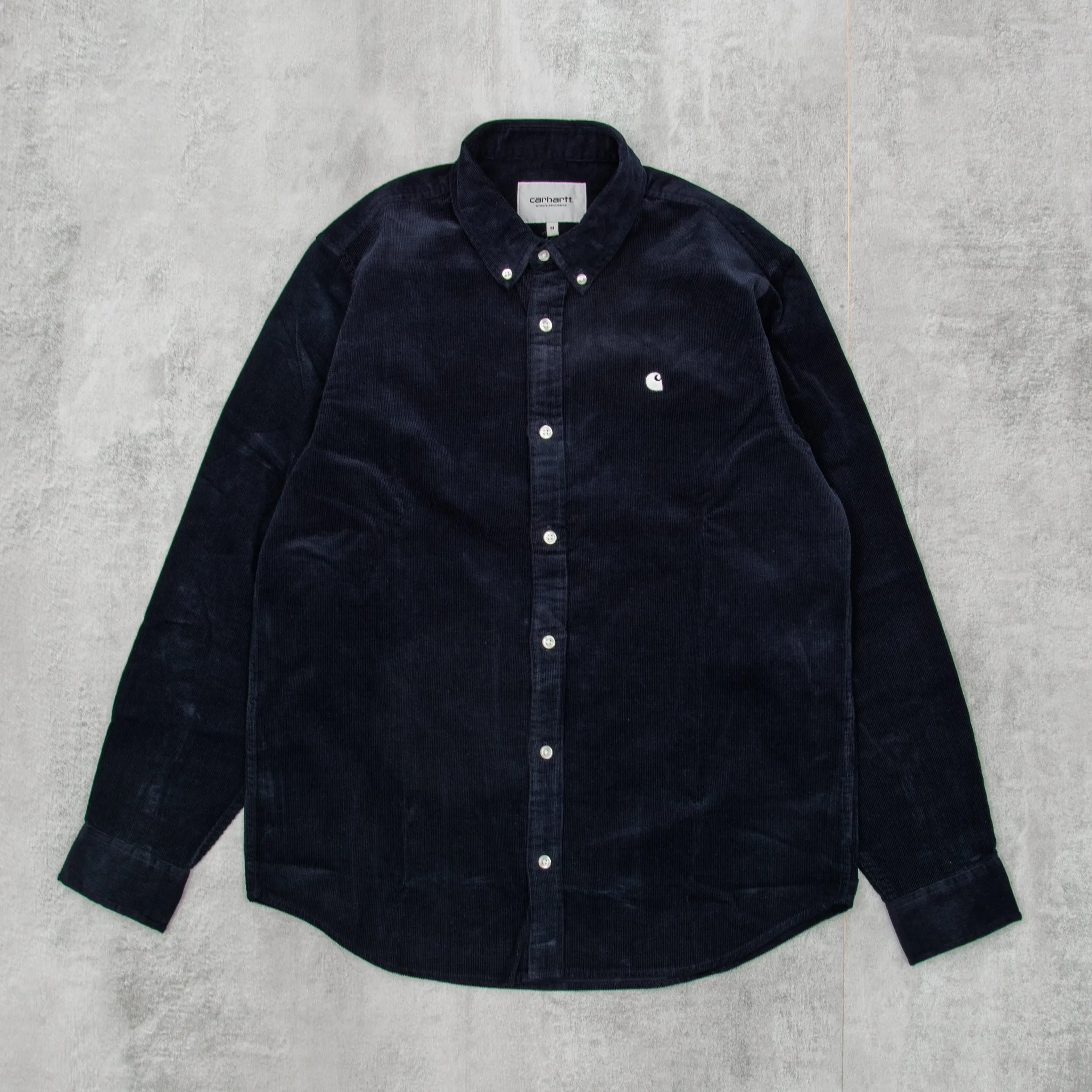 Carhartt WIP Madison Fine Cord L/S Shirt - Dark Navy / White