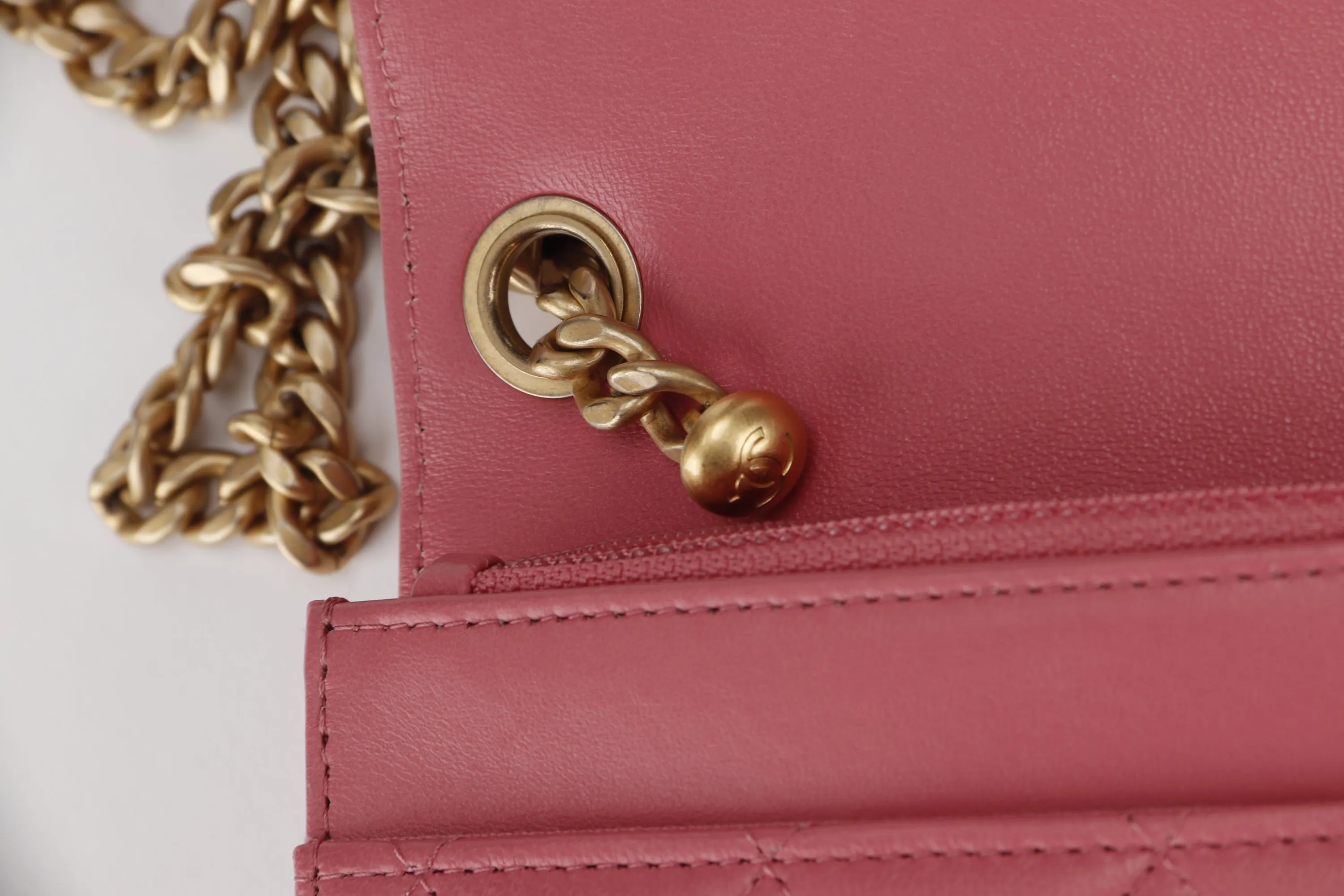 CHANEL PILLOW CRUSH WALLET ON CHAIN (A7U5xxxx) PINK LAMBSKIN GOLD HARDWARE, WITH DUST COVER BOX