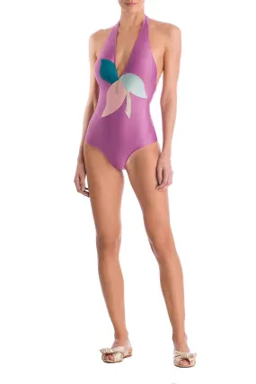 Colorful Flowers Halterneck Swimsuit