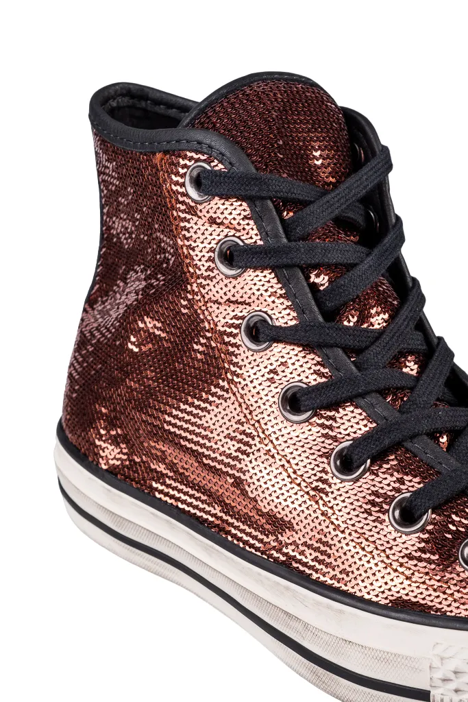 Converse women's sneakers shoe with payette Distressed 559039C bronze