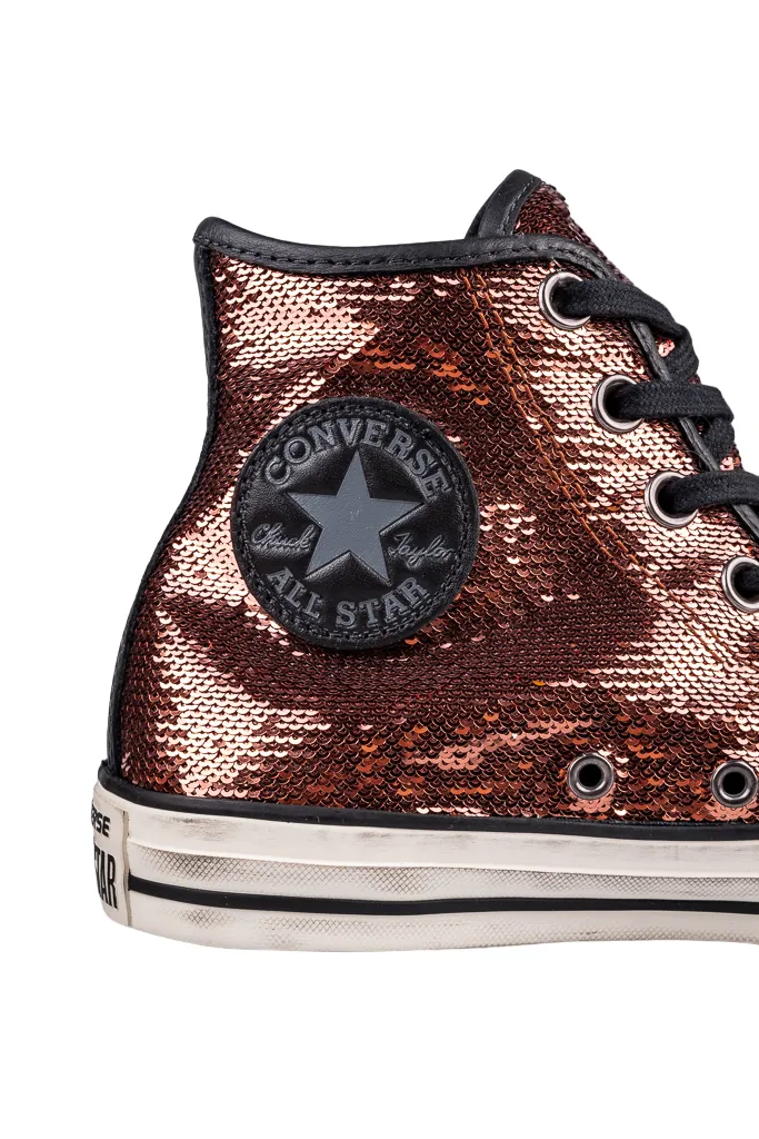 Converse women's sneakers shoe with payette Distressed 559039C bronze