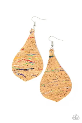 Cork Coast Multi-colored Teardrop Earrings - Paparazzi Accessories