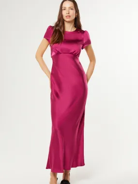 Cornelia Tie Back Maxi Dress in Magenta