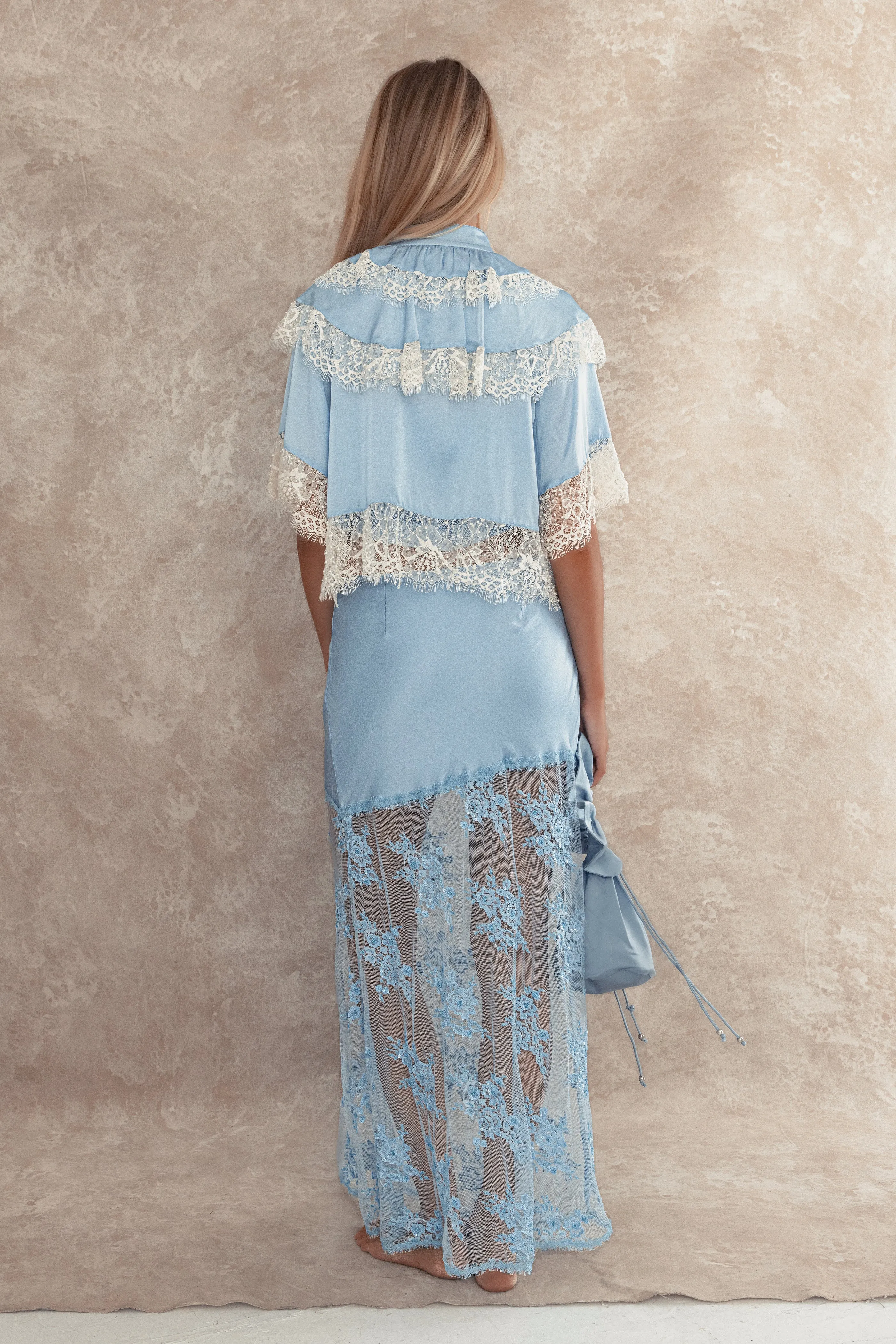 Counting Clouds Beaded Swing Coat - Powder Blue